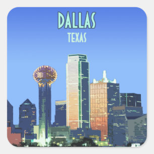 Dallas Downtown Texas Vintage Square Sticker