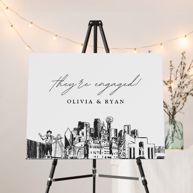 Dallas Engagement Party Welcome Sign 28x22 Board (In Situ (Stand))