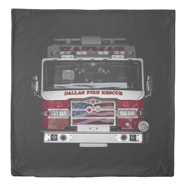 Dallas Fire Truck Duvet Cover (Front)