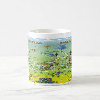 Dallas Fort Worth Cartoon Map Coffee Mug