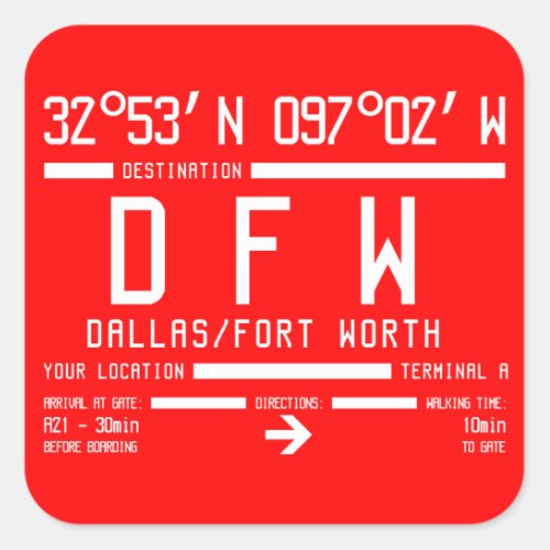 DallasFort Worth International Airport Code Square Sticker