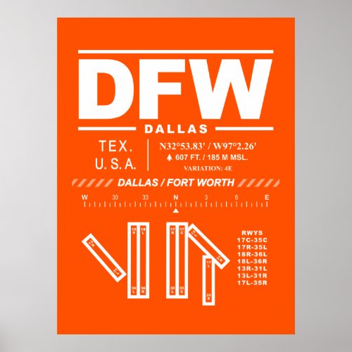 Dallas Fort Worth International Airport DFW Poster