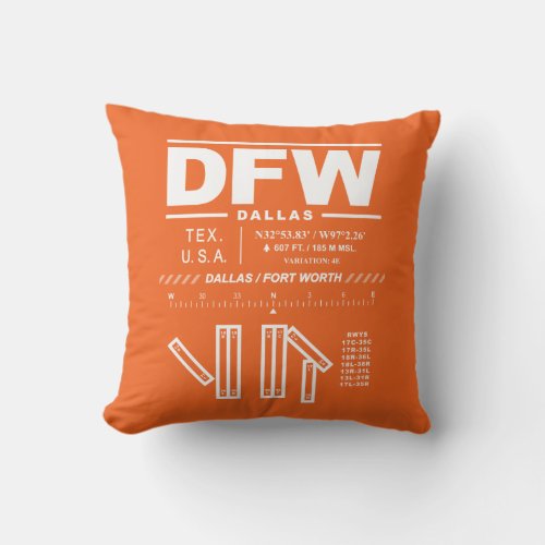 Dallas Fort Worth International Airport DFW Throw Pillow