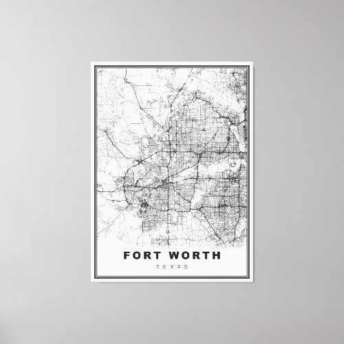Dallas_Fort Worth Map Canvas Print