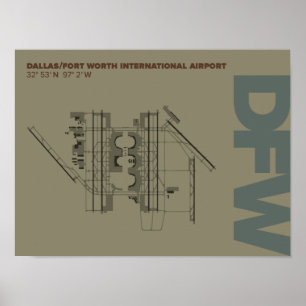 Dallas/Ft. Worth Airport (DFW) Diagram Poster