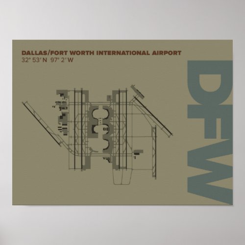 DallasFt Worth Airport DFW Diagram Poster