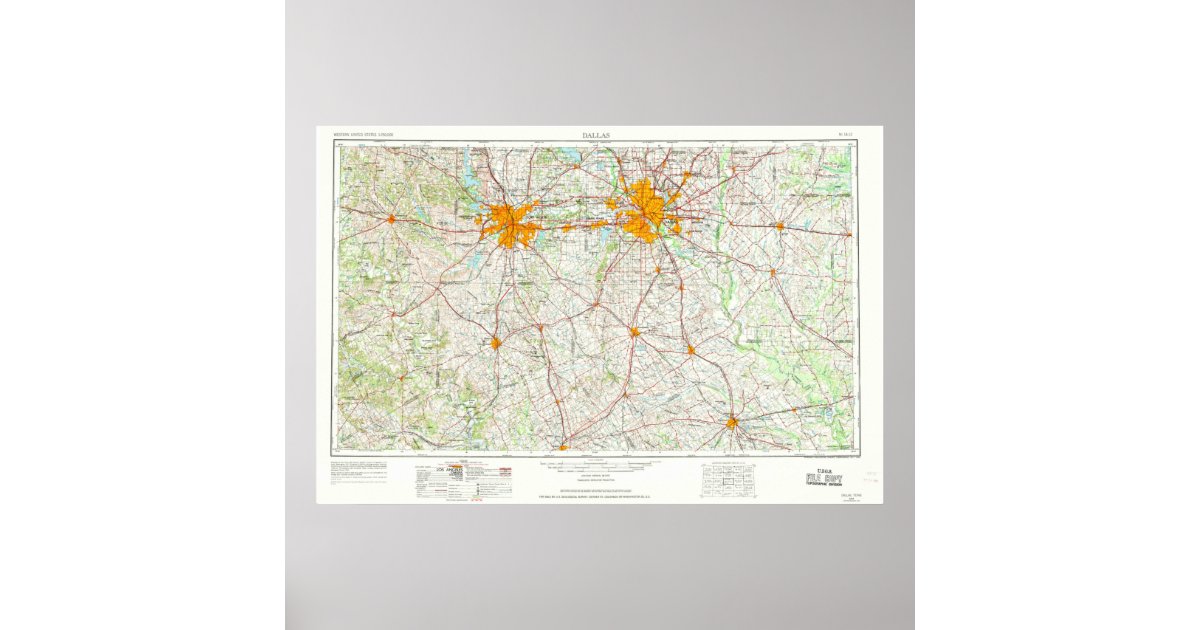 Dallas Ft Worth Topo Map Poster Zazzle