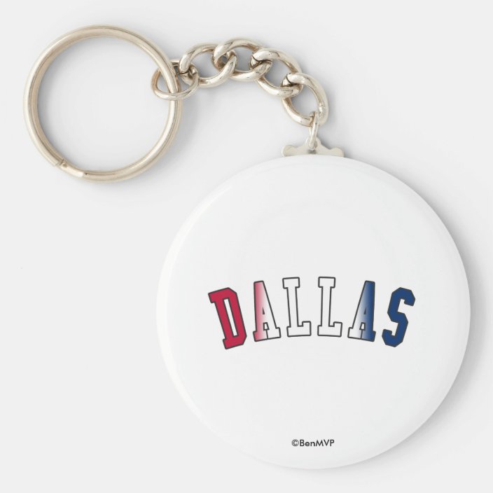 Dallas in Texas State Flag Colors Key Chain