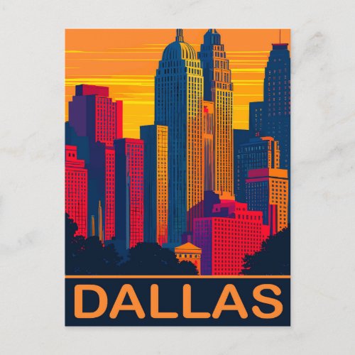Dallas in Vibrant Colors Travel Postcard