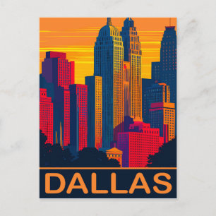 Dallas in Vibrant Colors, Travel Postcard