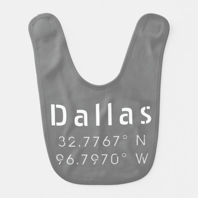 Dallas Latitude and Longitude  Baby Bib (Front)