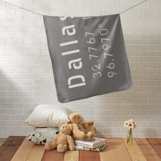 Dallas Latitude and Longitude  Baby Blanket (In Situ)