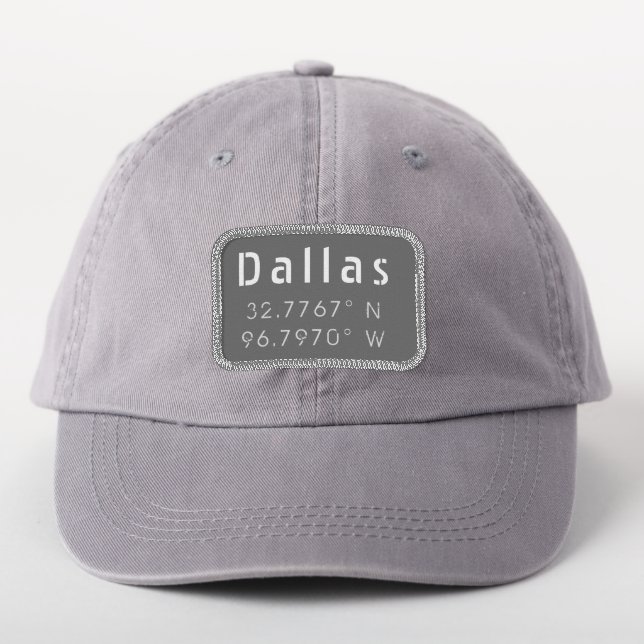Dallas Latitude Longitude Iron On Patch (On Headwear)