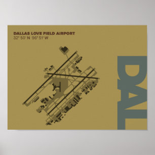 Dallas Love Field Airport (DAL) Diagram Poster
