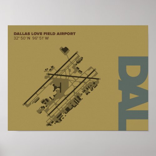 Dallas Love Field Airport DAL Diagram Poster