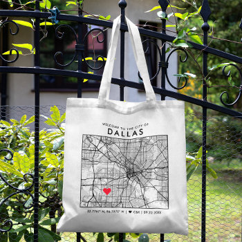 Dallas Love Locator | City Map Wedding Welcome Tote Bag by colorjungle at Zazzle