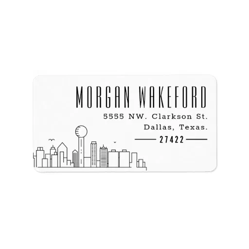 Dallas Modern Deco Skyline Large Label