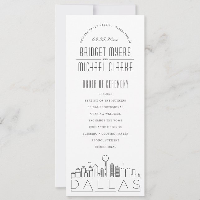 Dallas | Modern Deco Wedding Program (Front)