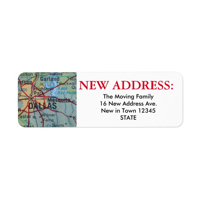 Dallas New Address Label (Front)