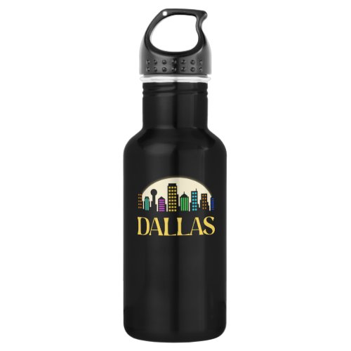 Dallas Night Skyline Design for proud Dallasite Stainless Steel Water Bottle