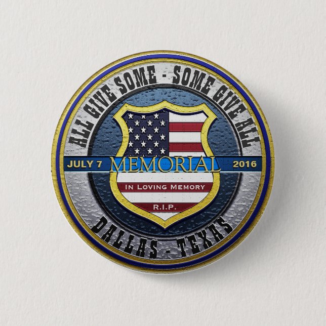 Dallas Police Thin Blue Line Memorial Button (Front)