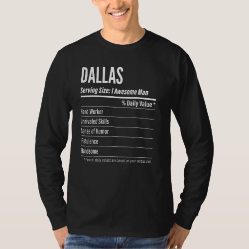 Dallas Serving Size Nutrition Label Calories T_Shirt