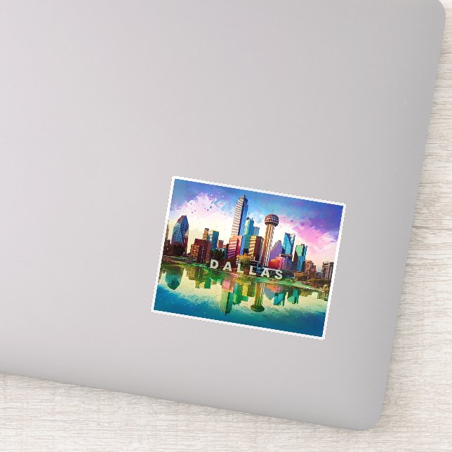 Dallas Skyline Abstract Art  Sticker (Detail)