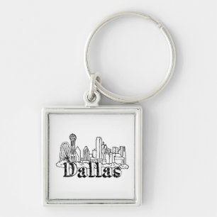 Dallas Skyline Art Design Dallas Skyline Design Keychain
