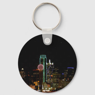 Dallas Skyline at Night Keychain