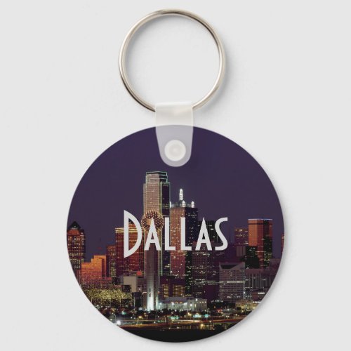 Dallas Skyline at Night Keychain