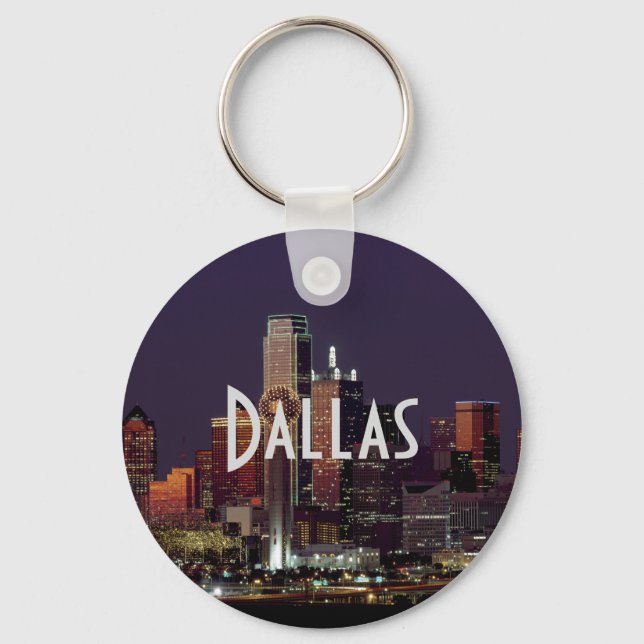 Dallas Skyline at Night Keychain (Front)