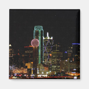 Dallas Skyline at Night Magnet