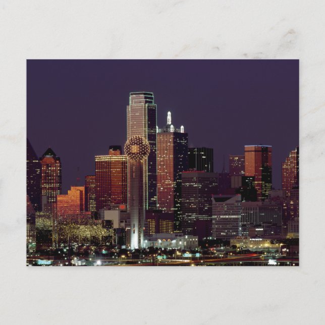 Dallas Skyline at Night Postcard (Front)
