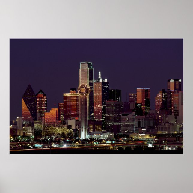 Dallas Skyline at Night Poster (Front)