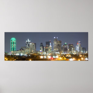 Dallas Skyline at night Poster