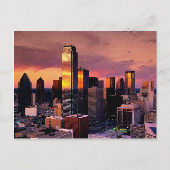 Dallas Skyline at Sunset Postcard (Front)