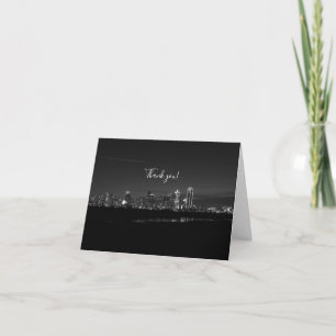 Dallas Skyline Dawn Pano Grayscale Thank You Card