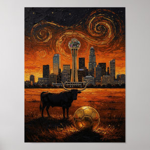 Dallas Skyline Longhorn World Cup 2026 Soccer  Poster