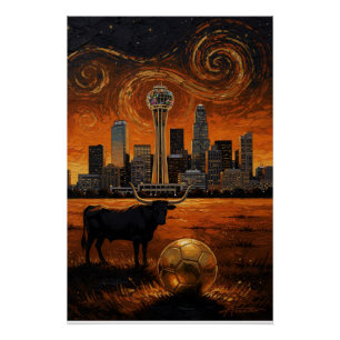 Dallas Skyline Longhorn World Cup 2026 Soccer Poster