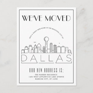 Dallas Skyline Modern Deco Change of Address Announcement Postcard