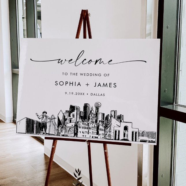Dallas Skyline Modern Wedding Welcome Foam Board (Creator Uploaded)