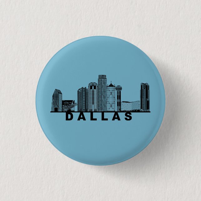 Dallas Skyline Silhouette  Button (Front)