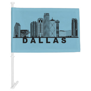 Dallas Skyline Silhouette  Car Flag