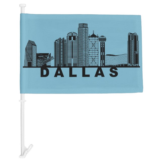 Dallas Skyline Silhouette  Car Flag (Front)