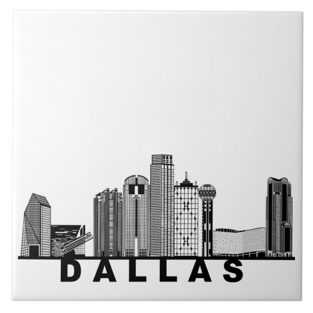 Dallas Skyline Silhouette  Ceramic Tile (Front)
