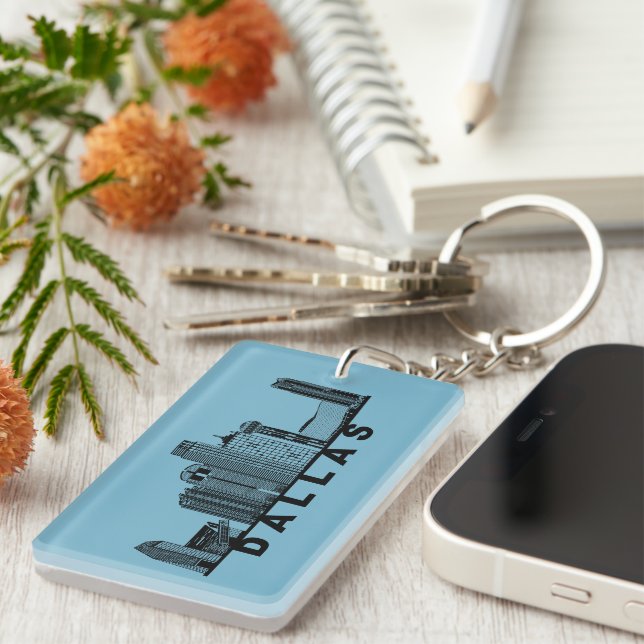 Dallas Skyline Silhouette  Keychain (Front Right)