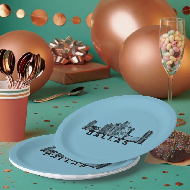 Dallas Skyline Silhouette  Paper Plates (Multi)