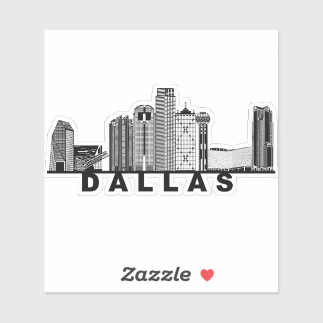 Dallas Skyline Silhouette  Sticker (Sheet)