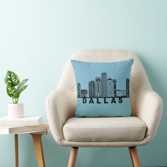 Dallas Skyline Silhouette  Throw Pillow (Chair)