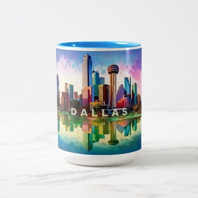 Dallas Skyline Urban City Art Mug (Center)